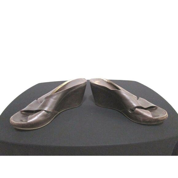 Attilio Giusti Leombruni Brown Leather Slide Wedge Comfy Heels Sz 39.5 EU/8.5 US - Picture 5 of 10